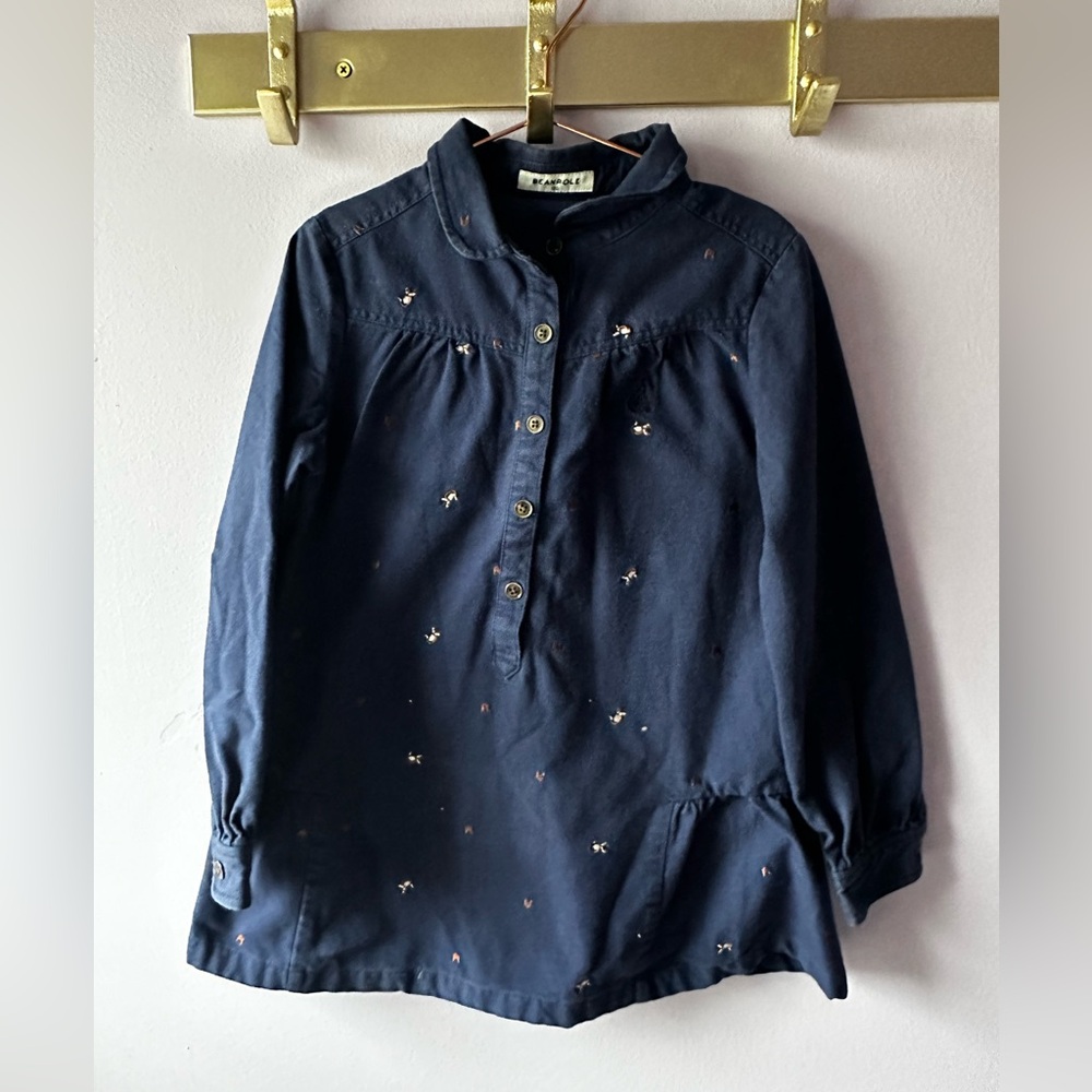 Beanpole Navy Blue Fox Dress Size 130 (US 6-7 Years)